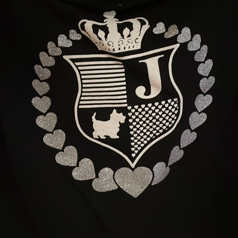 Vintage Y2K Juicy Couture "Juicy" sweatshirt with crest in black/silver size sm - Picture 2 of 6
